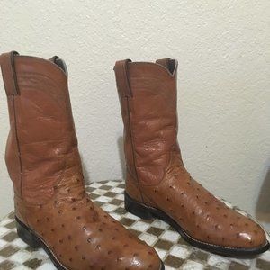 JUSTIN COGNAC OSTRICH WESTERN COWGIRL BOOTS 6 C